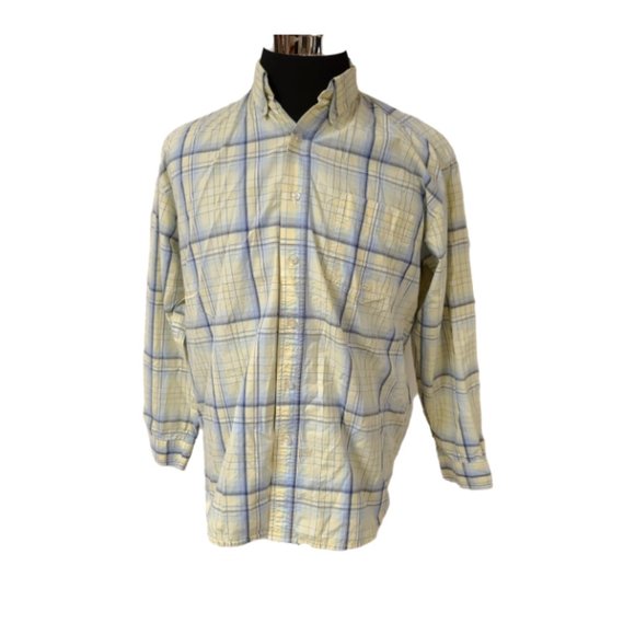 Roper Mens Medium Yellow Blue Stripe Long Sleeve Button Up Western Shirt - Picture 1 of 11